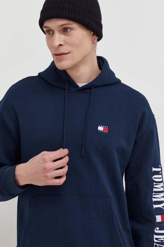 Mikina Tommy Jeans s kapucí námořnická modř DM0DM18494