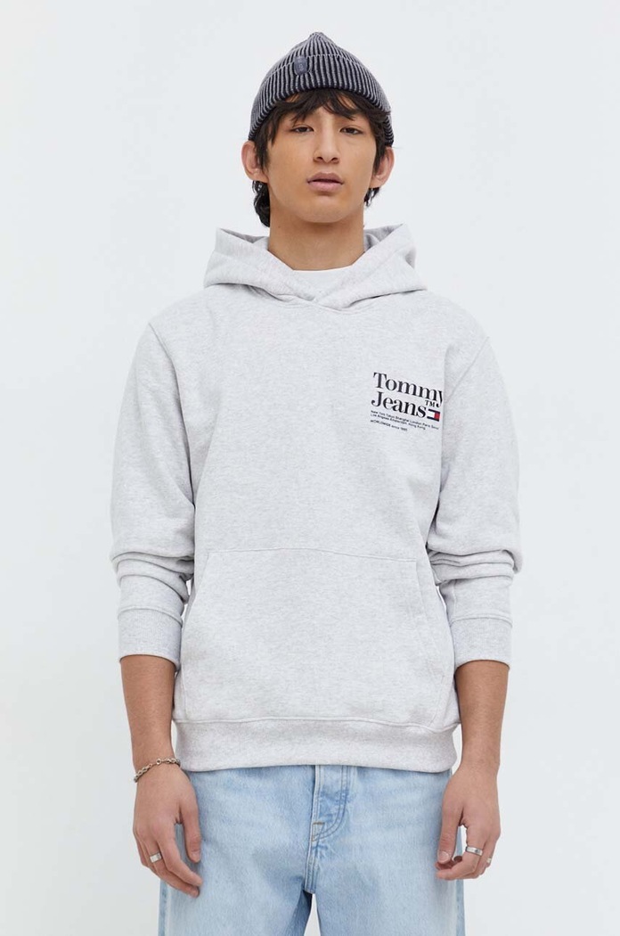 Tommy Jeans bluza z kapturem szary DM0DM18860