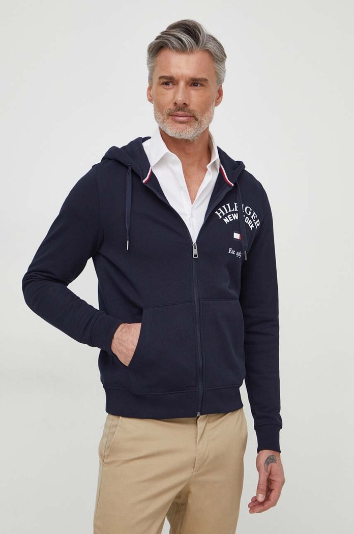 Tommy Hilfiger bluza bawełniana nadruk granatowy MW0MW33644
