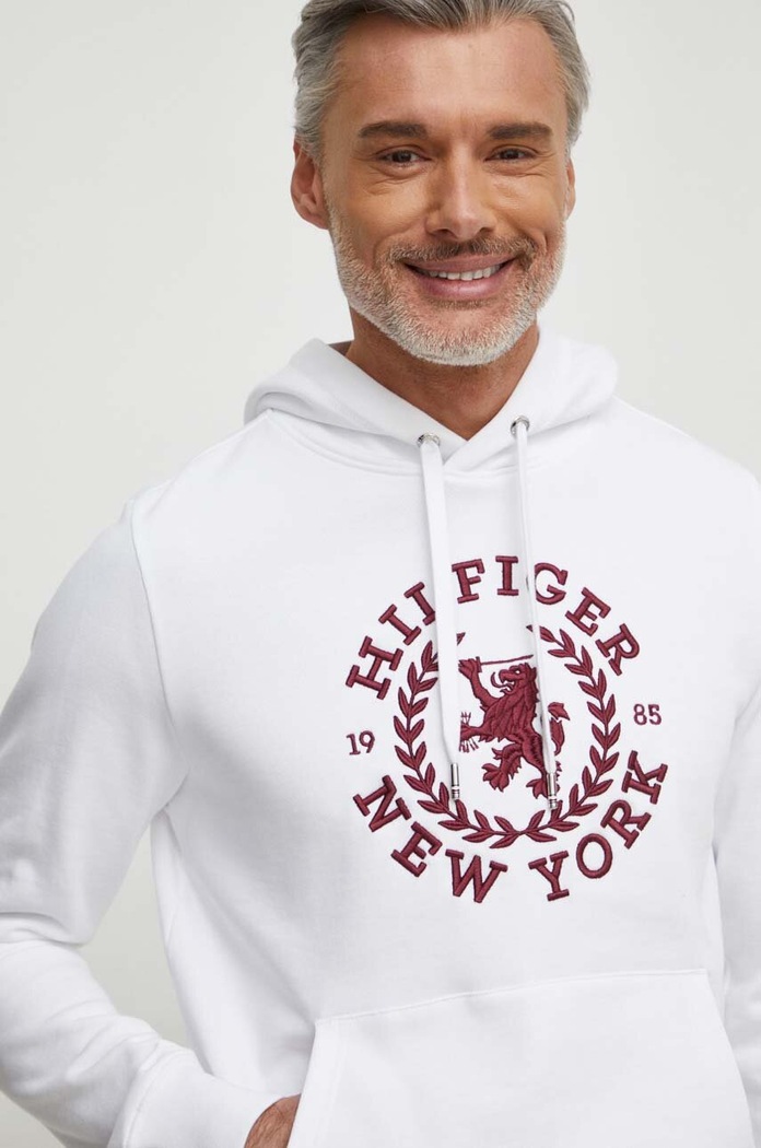 Bavlněná mikina Tommy Hilfiger bílá MW0MW33650