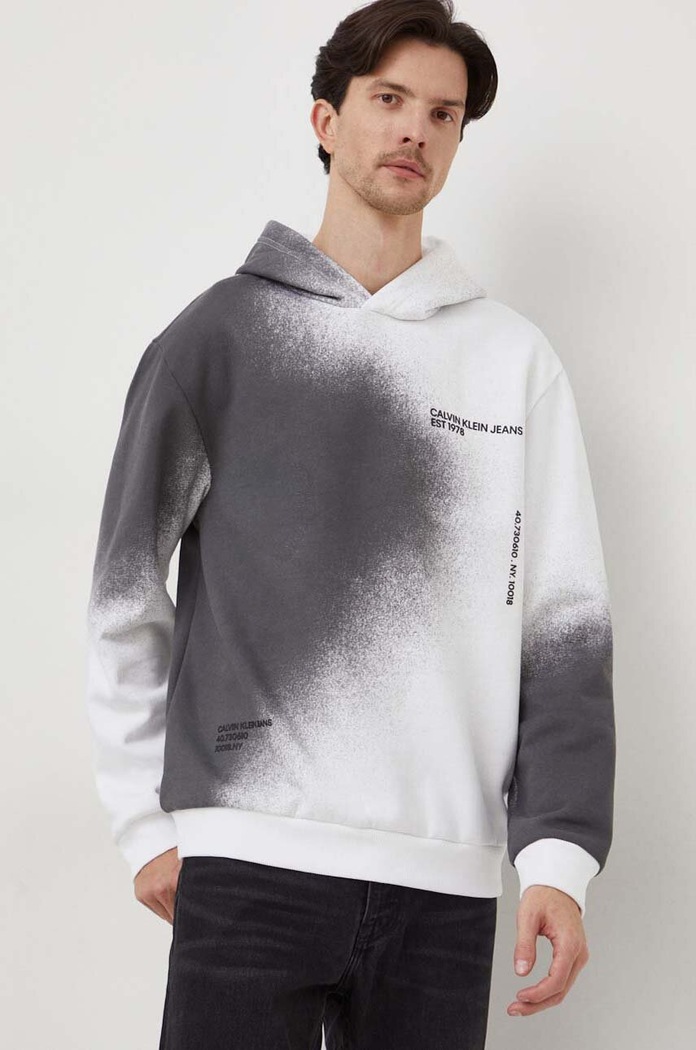 Mikina Calvin Klein Jeans potisk bílá J30J324977