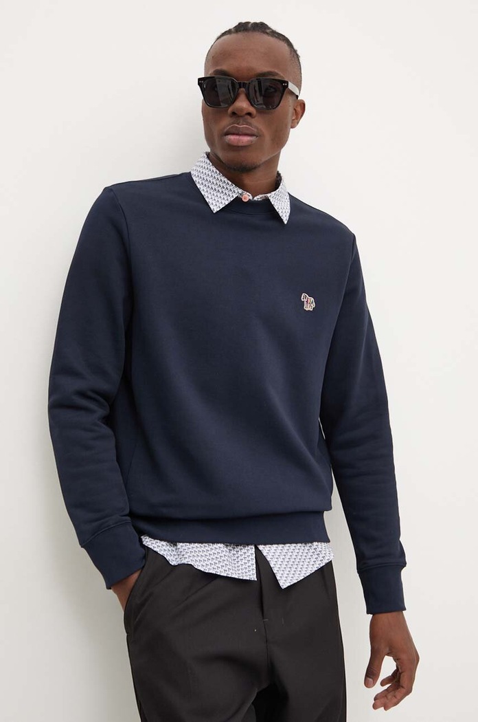 Bavlněná mikina PS Paul Smith bez kapuce námořnická modř M2R.027R.KZEBRA