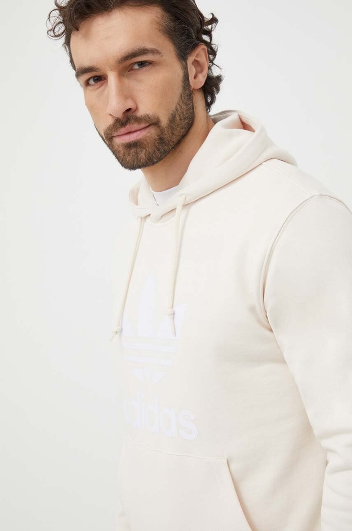 Pamučna dukserica adidas Originals Adicolor Classics Trefoil print bež IM9408