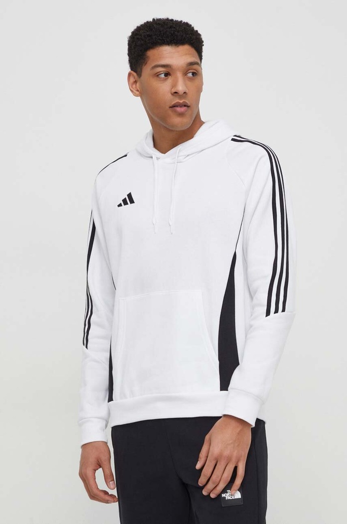 Tepláková mikina adidas Performance Tiro 24 s kapucí bílá IR7547