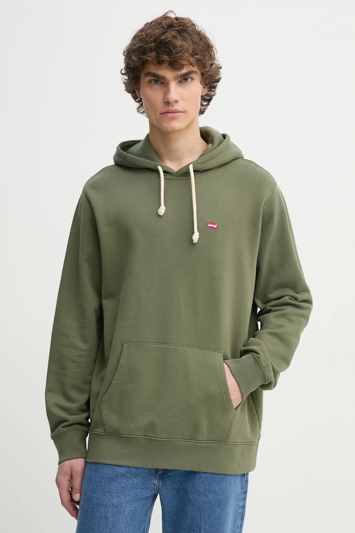Bavlněná mikina Levi's s kapucí zelená 34581