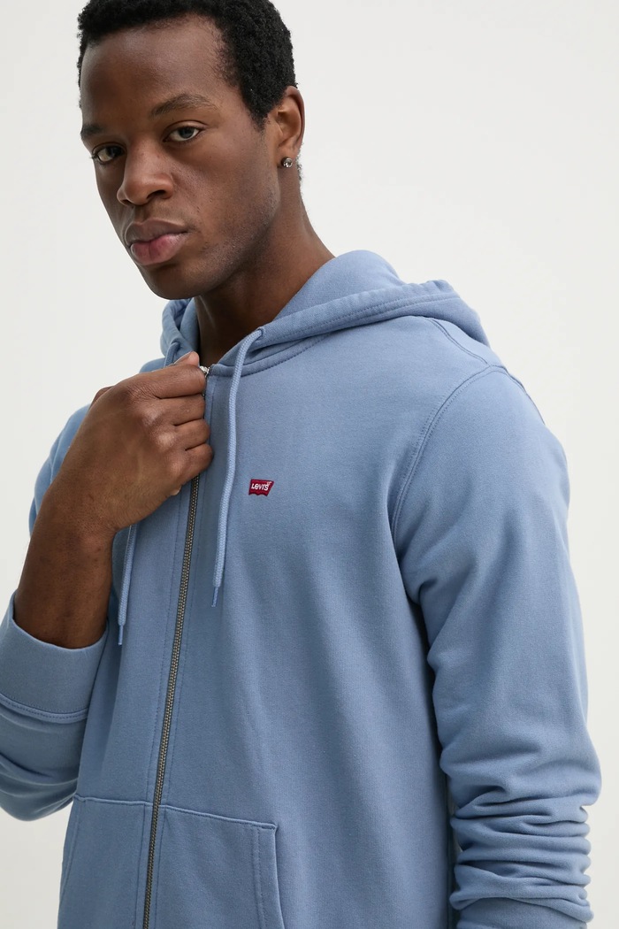 Levi's hanorac cu fermoar și glugă pentru bărbați din bumbac THE ORIGINAL HM ZIP UP albastru 34584