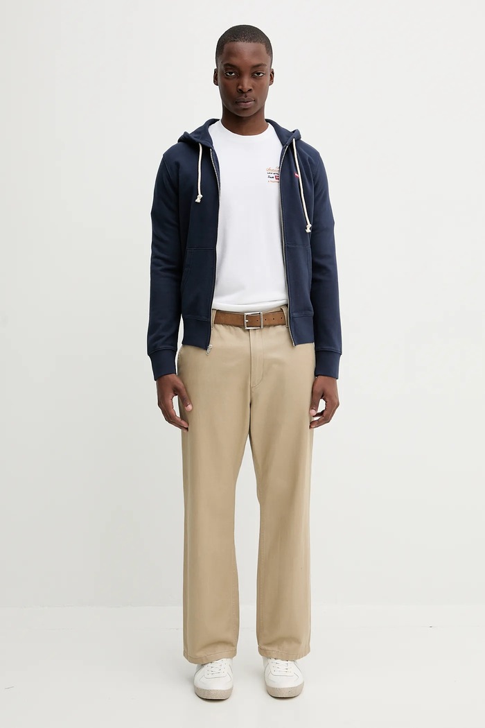 Levi's μπλούζα με κουκούλα και κουμπιά ανδρική βαμβακερή THE ORIGINAL HM ZIP UP 34584 σκούρο μπλε AA00