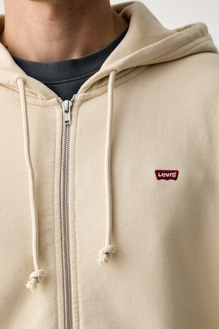 Levi's bluza rozpinana z kapturem męska bawełniana THE ORIGINAL HM ZIP UP 34584 beżowy
