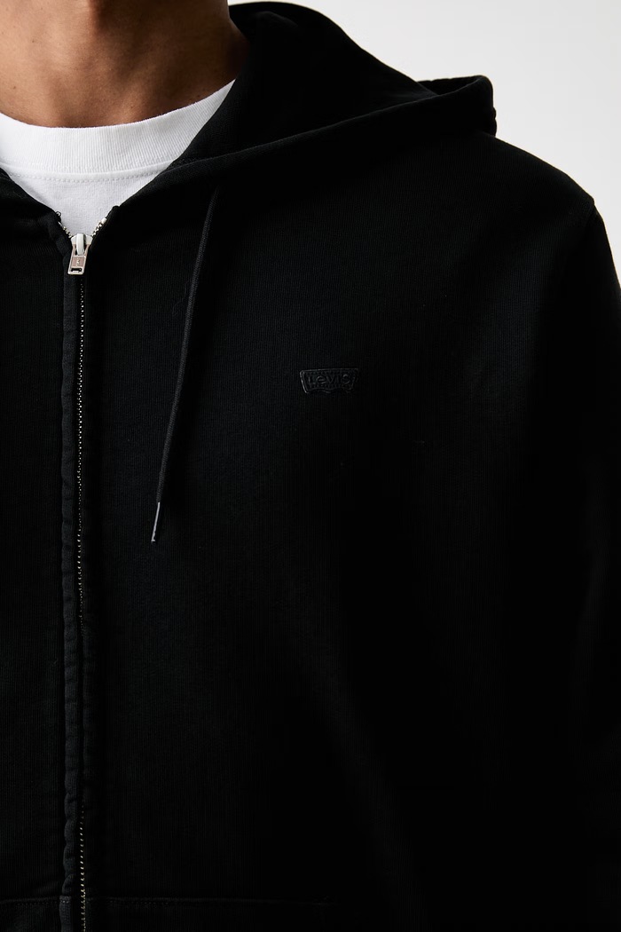 Levi's hanorac cu fermoar și glugă pentru bărbați din bumbac THE ORIGINAL HM ZIP UP 34584 negru