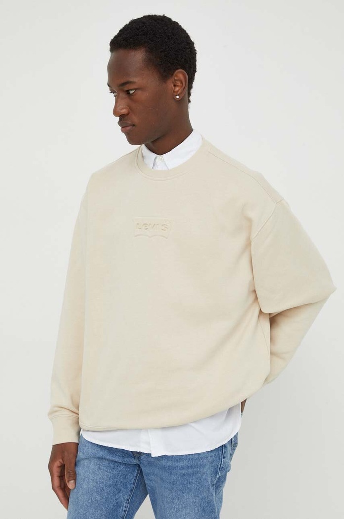 Levi's hanorac pentru bărbați cu bumbac RELAXD GRAPHIC CREW bej 38712