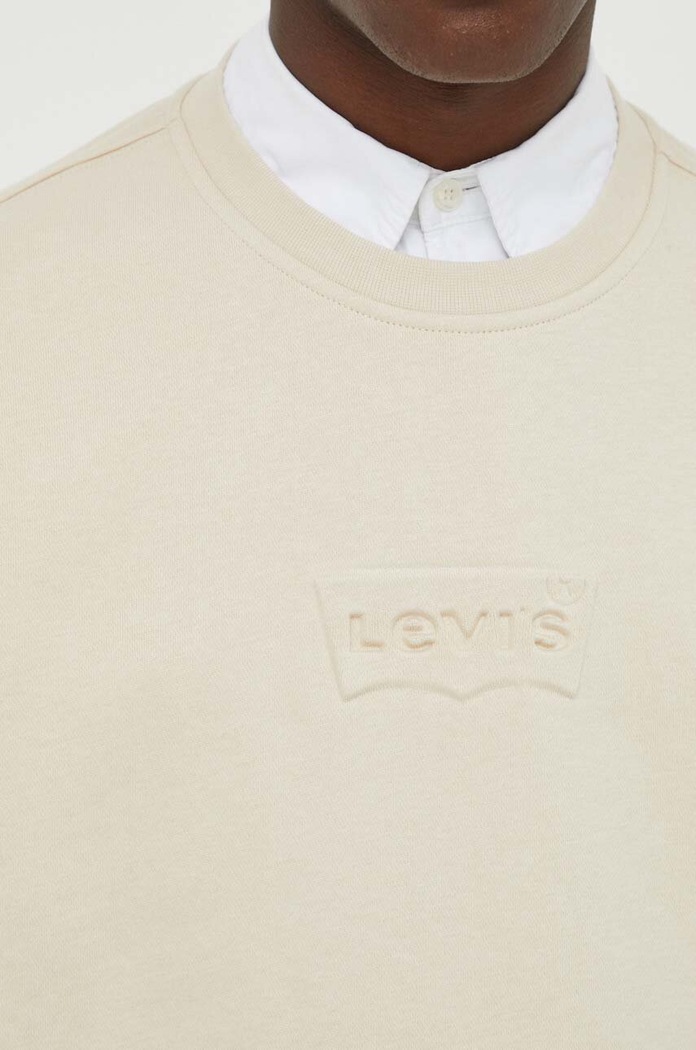 Levi's hanorac pentru bărbați cu bumbac RELAXD GRAPHIC CREW 38712 bej