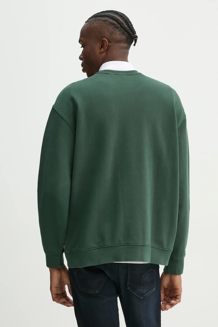 Odzież Levi's bluza męska z bawełną RELAXD GRAPHIC CREW 38712 zielony