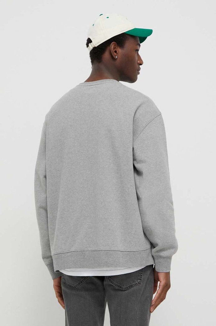 Oblečení Levi's mikina pánská s bavlnou RELAXD GRAPHIC CREW 38712 šedá