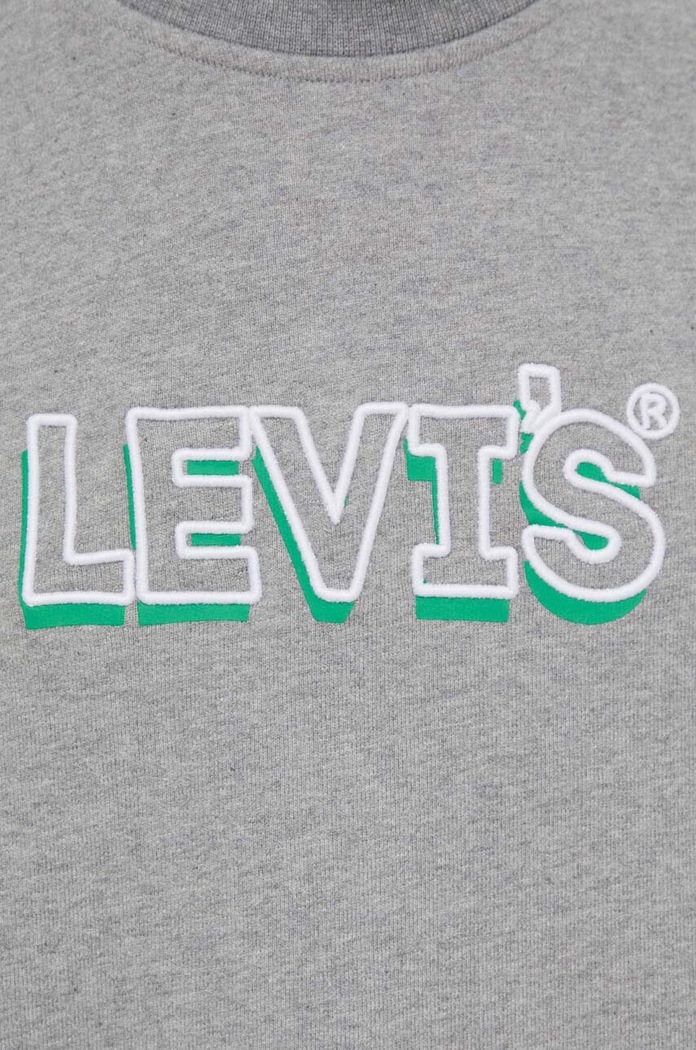 Levi's mikina pánská s bavlnou RELAXD GRAPHIC CREW 38712 šedá