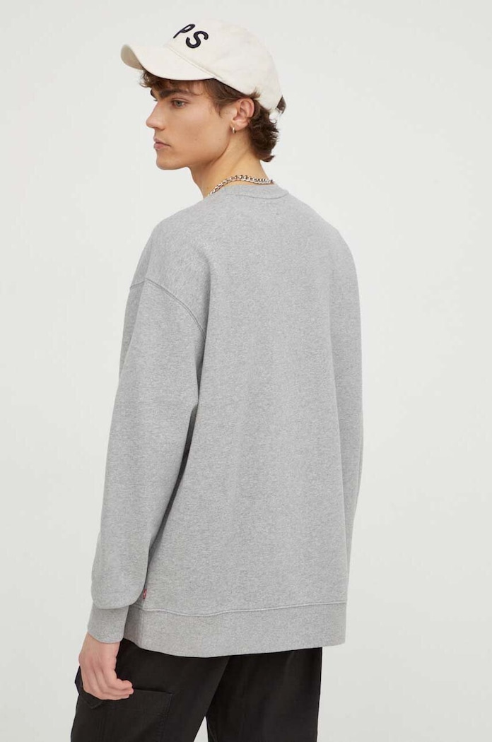 Îmbrăcăminte Levi's hanorac pentru bărbați cu bumbac RELAXD GRAPHIC CREW 38712 gri