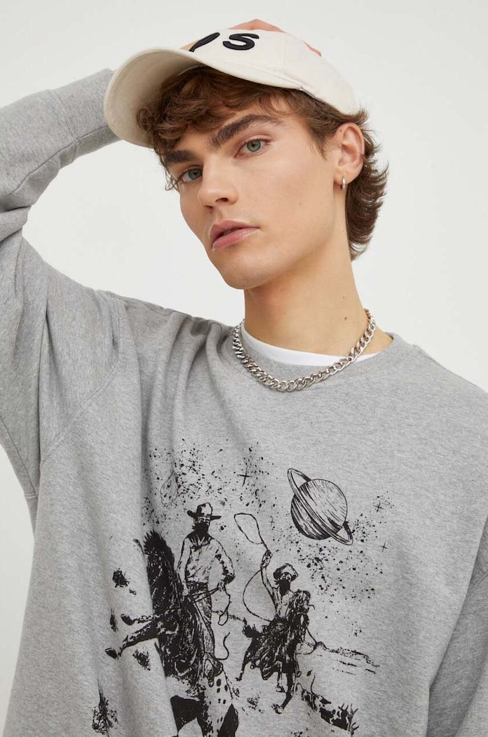Levi's hanorac pentru bărbați cu bumbac RELAXD GRAPHIC CREW gri 38712