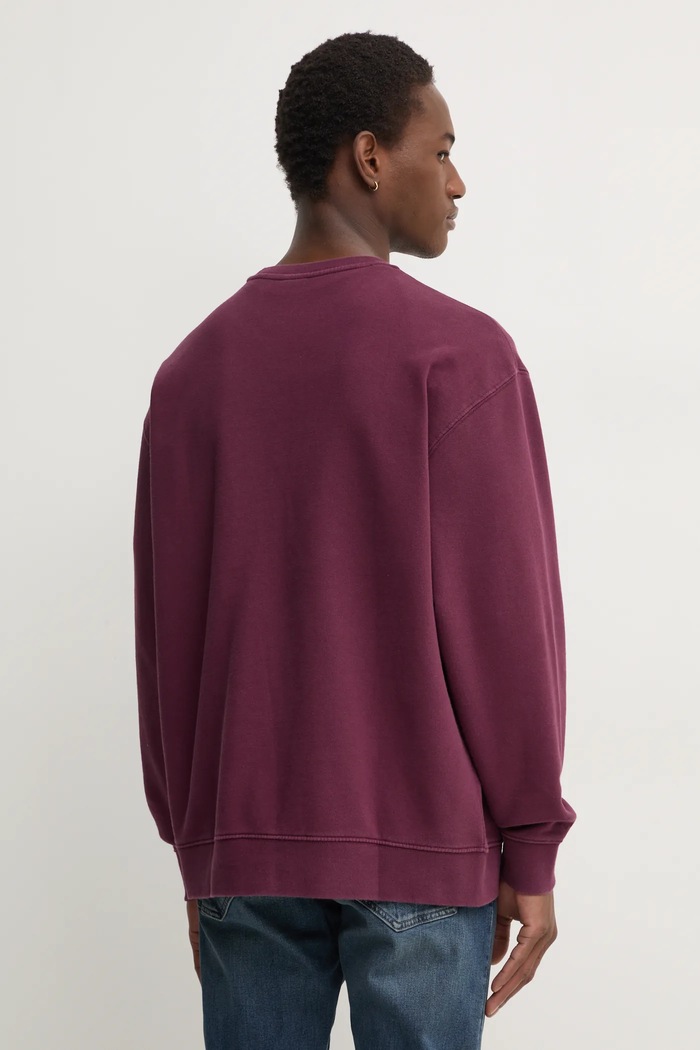 Oblečení Levi's mikina pánská s bavlnou RELAXD GRAPHIC CREW 38712 burgundské