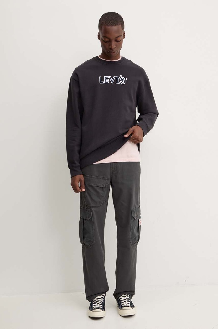 Levi's mikina pánská s bavlnou RELAXD GRAPHIC CREW 38712 černá AA00