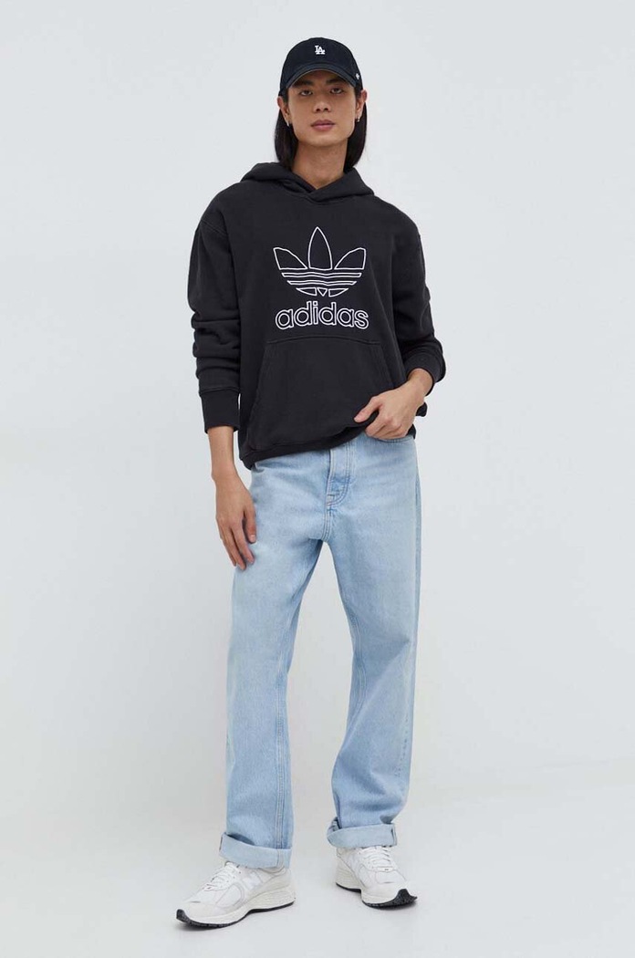Bavlnená mikina adidas Originals Trefoil Hoodie IU2373 čierna SS24