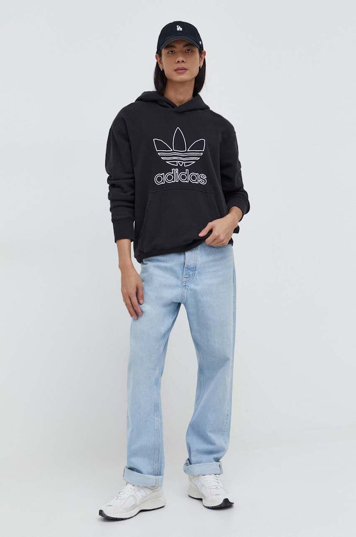 Bavlnená mikina adidas Originals Trefoil Hoodie IU2373 čierna SS24
