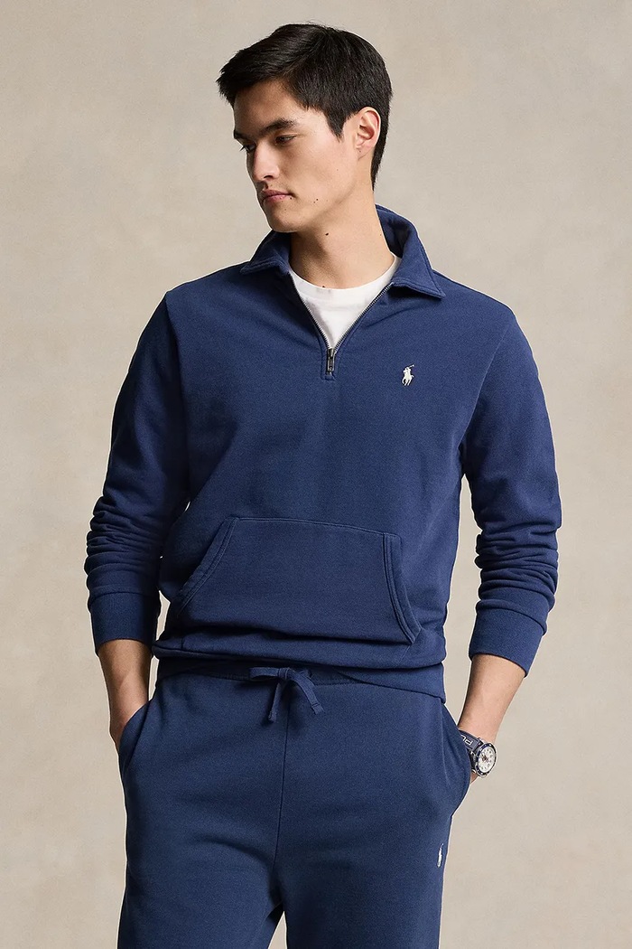 Bavlněná mikina Polo Ralph Lauren bez kapuce námořnická modř 710934601