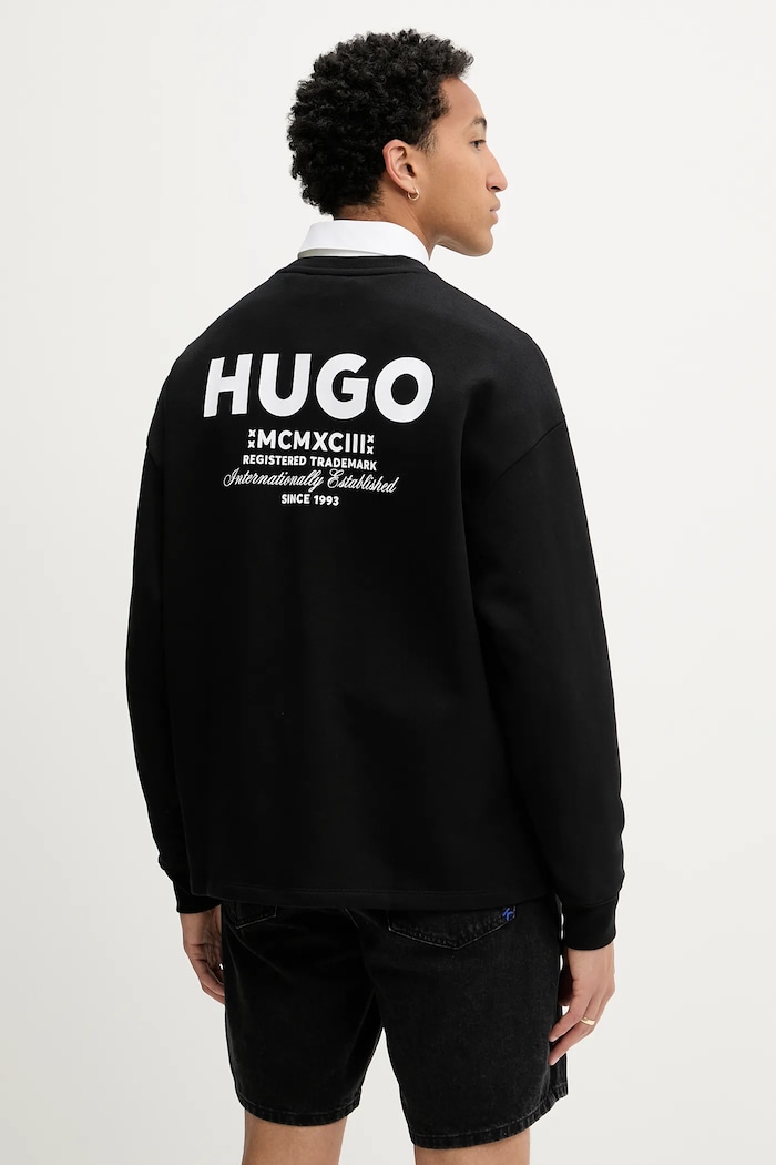 HUGO Blue мъжки от памук Naviu черен 50510732