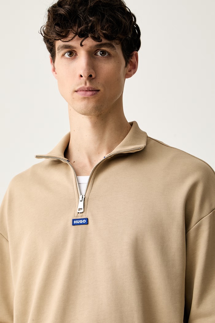 HUGO Blue bluza męska bawełniana Neeler beżowy 50522367