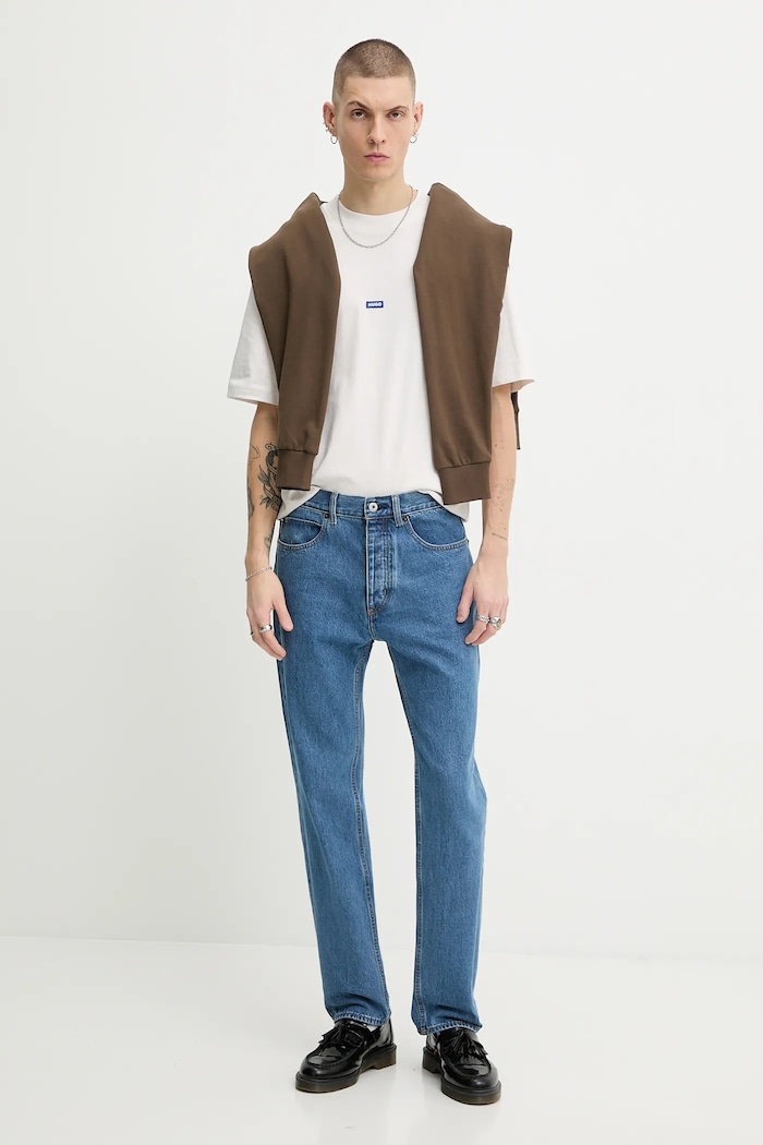 HUGO Blue pulover moški bombažen Neeler 50522367 rjava SS26