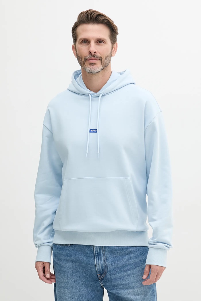 HUGO Blue bluza z kapturem męska bawełniana Nalonso bawełna niebieski 50522374