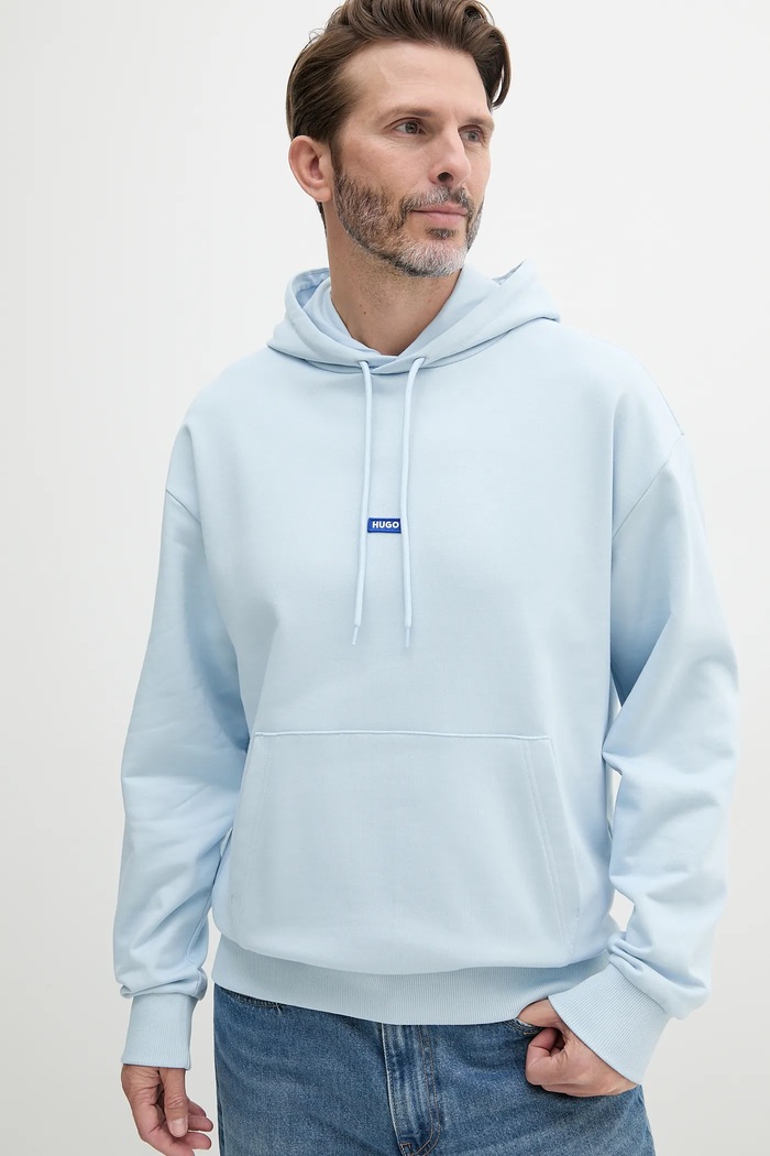 HUGO Blue bluza z kapturem męska bawełniana Nalonso niebieski 50522374