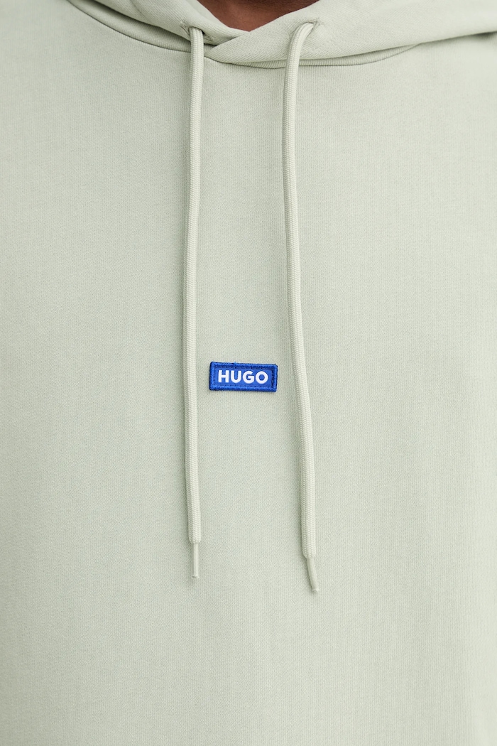 HUGO Blue mikina s kapucí pánská bavlněná Nalonso 50522374 zelená