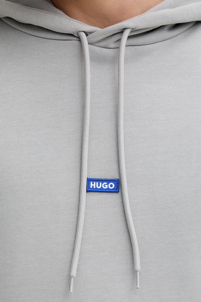 HUGO Blue mikina s kapucí pánská bavlněná Nalonso 50522374 šedá