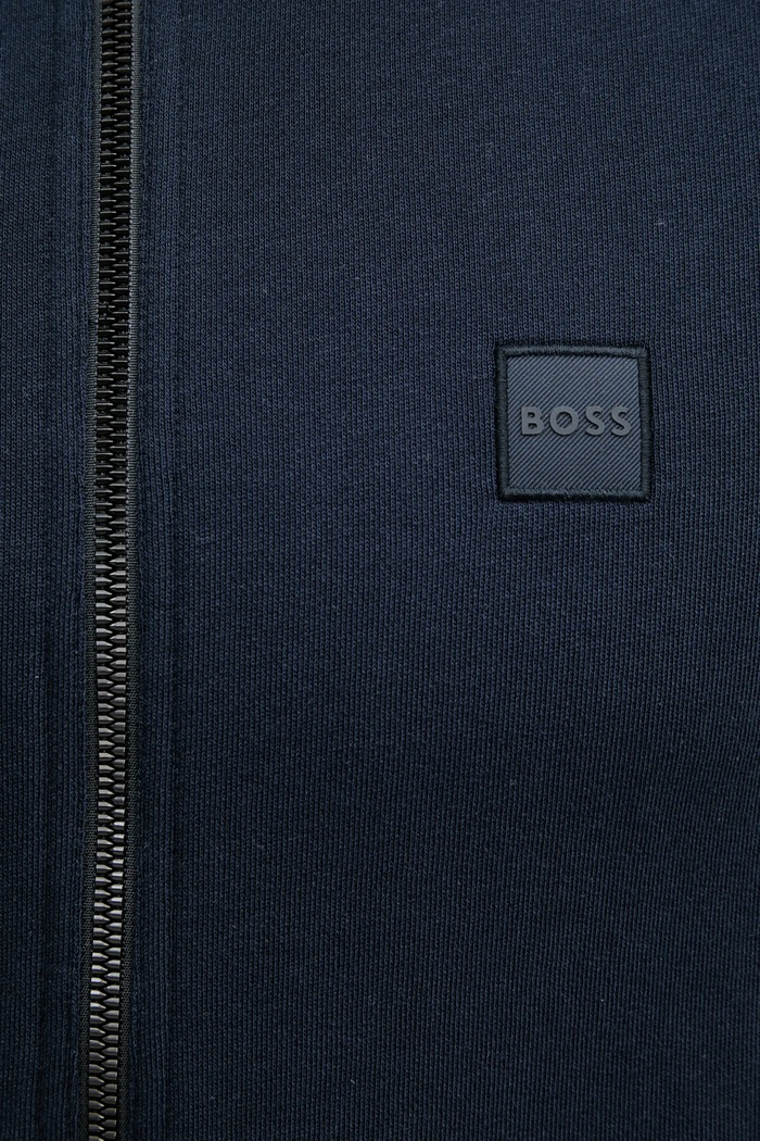 BOSS Orange hanorac cu fermoar masculin din bumbac Zestart bleumarin 50511709