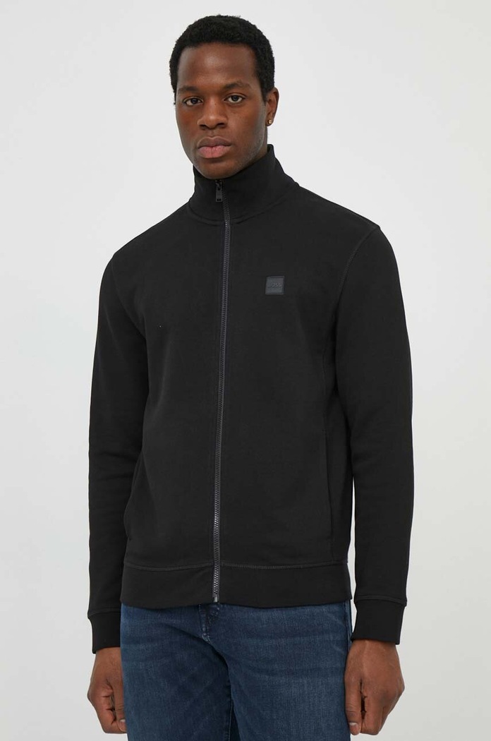 BOSS Orange bluza rozpinana męska bawełniana Zestart aplikacja czarny 50511709