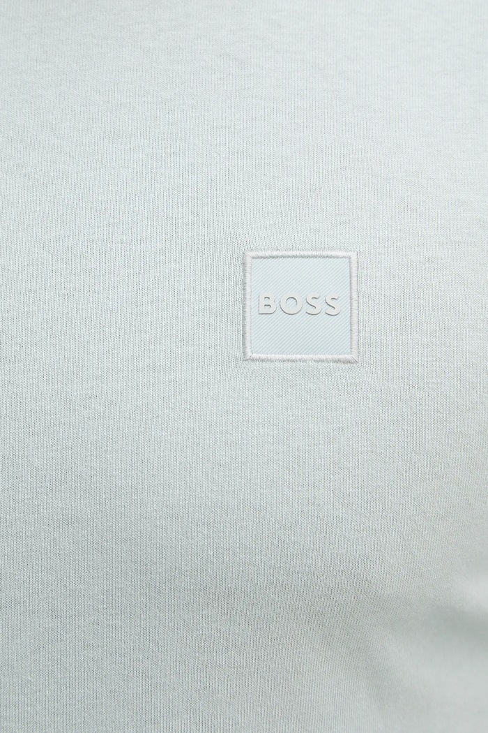 Bavlněné tričko s dlouhým rukávem BOSS Orange 50512111 tyrkysová