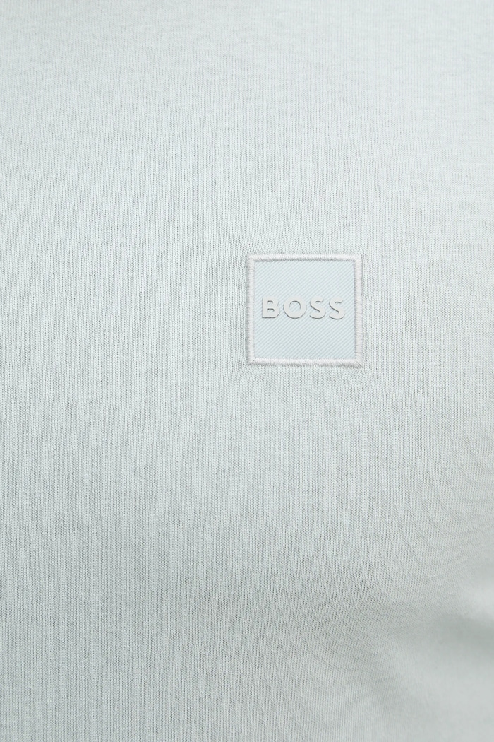 Bavlněné tričko s dlouhým rukávem BOSS Orange 50512111 tyrkysová