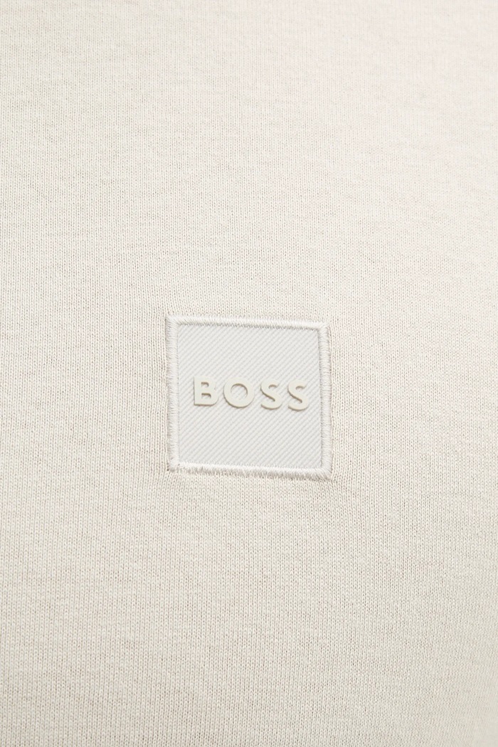 Bavlněné tričko s dlouhým rukávem BOSS Orange Tacks 50512111 béžová