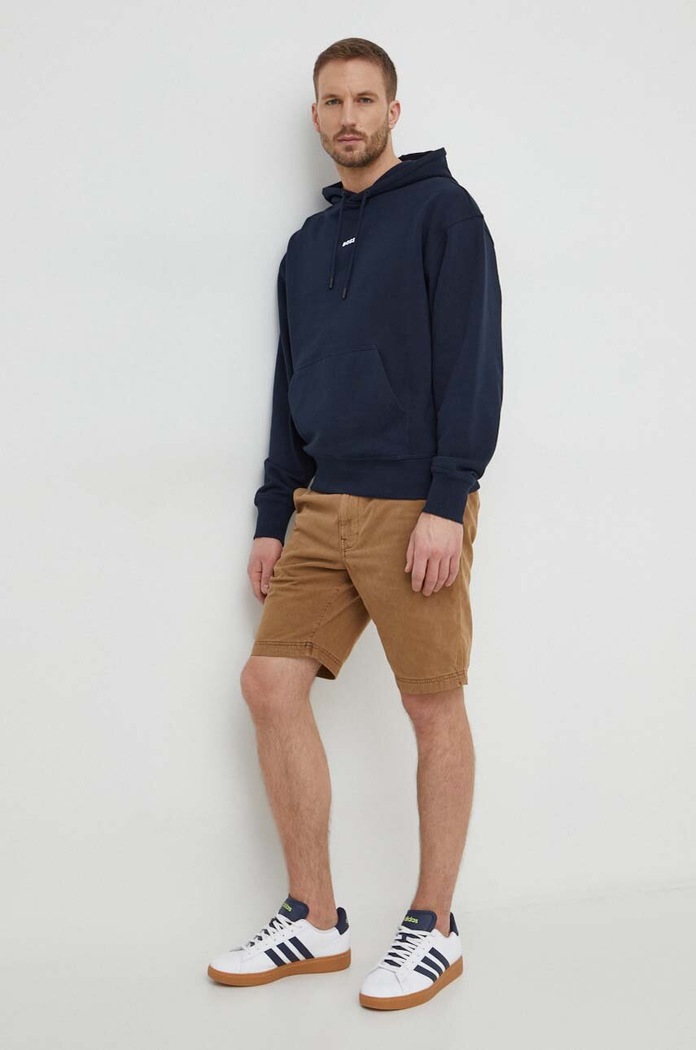 BOSS Orange bluza bawełniana WeSmallhood 50514530 granatowy SS26