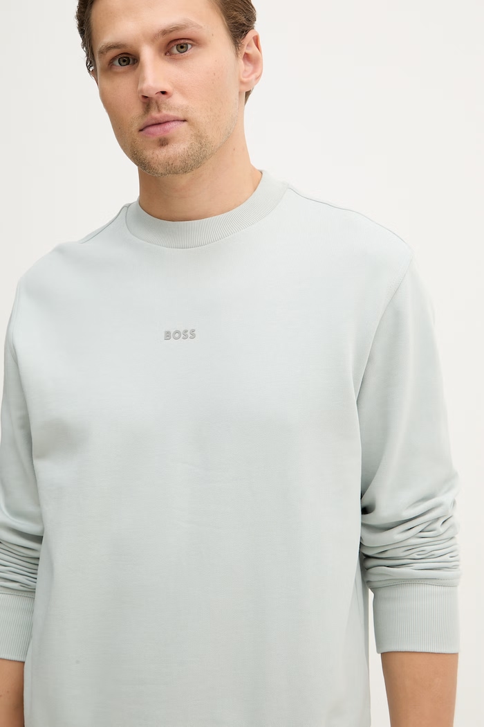 BOSS Orange bluza bawełniana WeSmallcrew szary 50514541