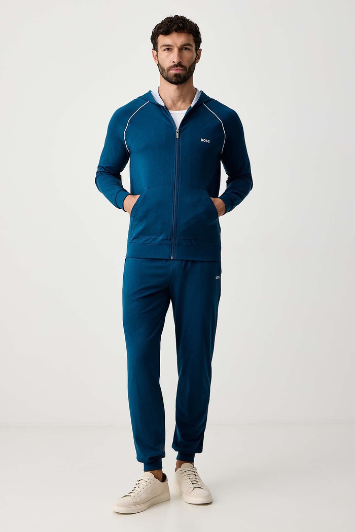 BOSS Суичър с цип и качулка мъжки от памук с еластан Mix&Match Jacket H 50515313 син SS26