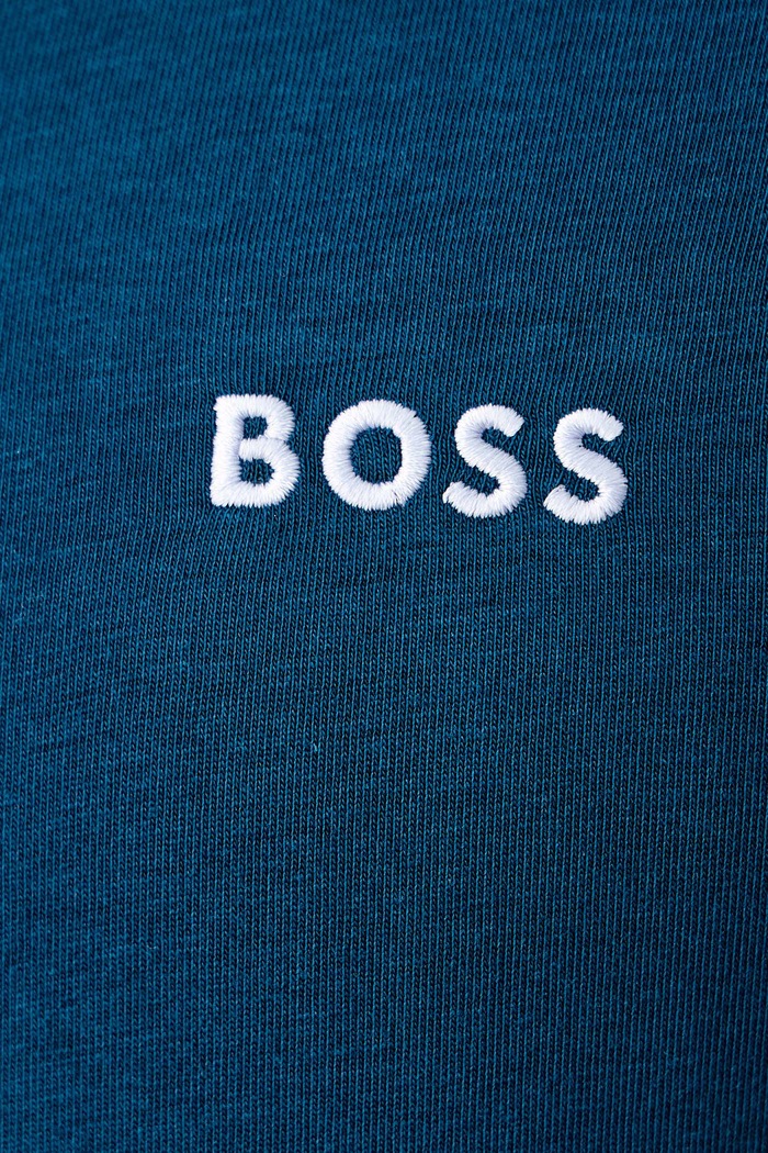 Суичър с цип и качулка мъжки от памук с еластан Mix&Match Jacket H BOSS син 50515313