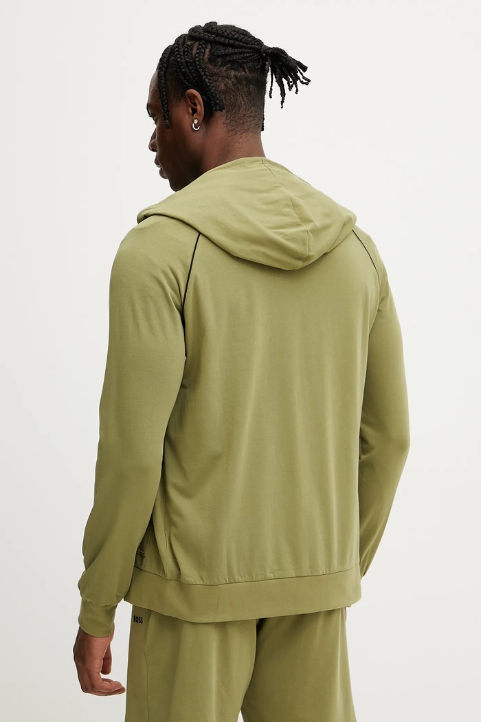 Îmbrăcăminte BOSS Hanorac cu fermoar și glugă pentru bărbați din bumbac cu elastan Mix&Match Jacket H 50515313 verde