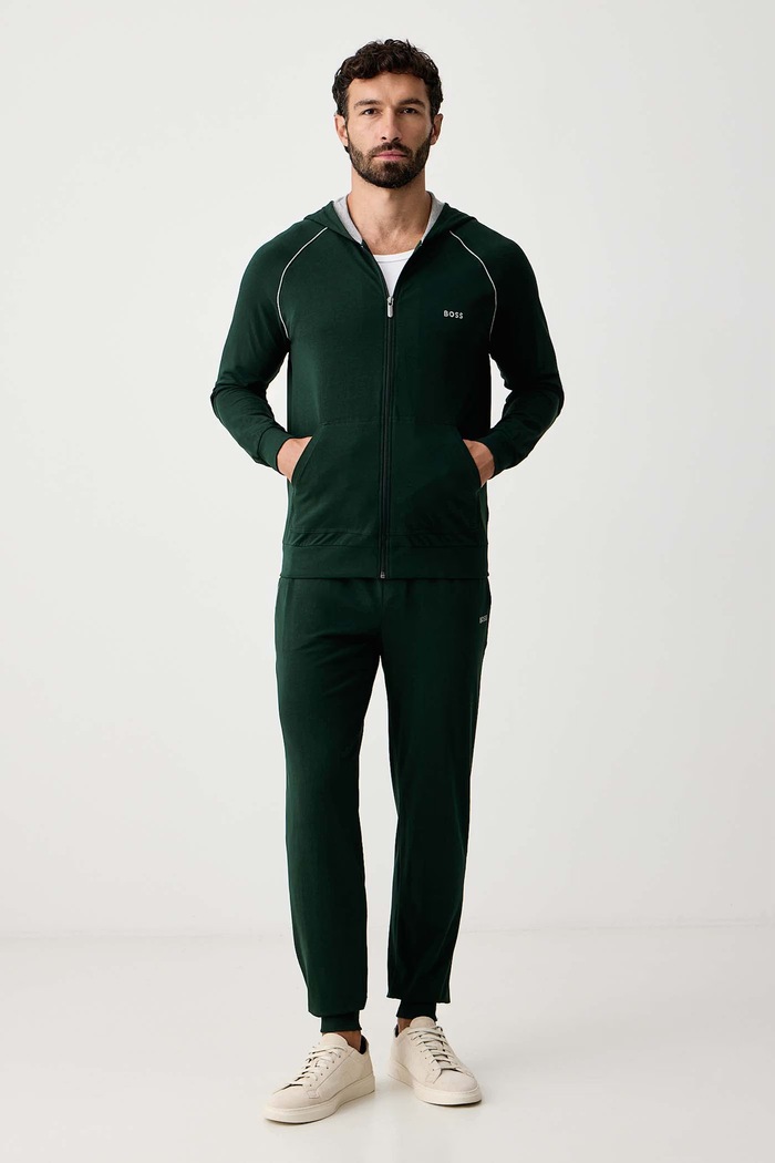 BOSS Суичър с цип и качулка мъжки от памук с еластан Mix&Match Jacket H 50515313 зелен SS26