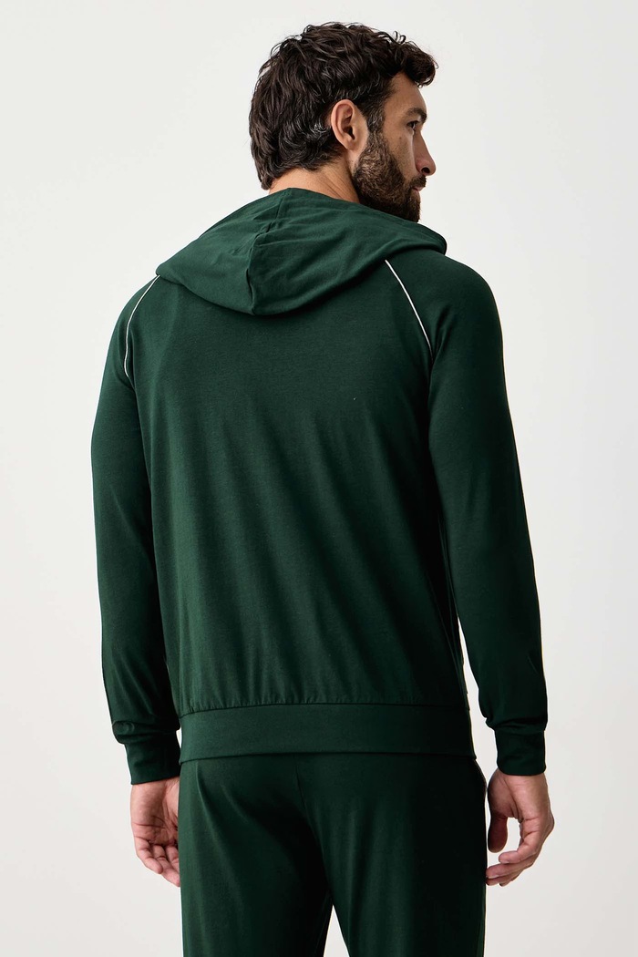 Дрехи BOSS Суичър с цип и качулка мъжки от памук с еластан Mix&Match Jacket H 50515313 зелен