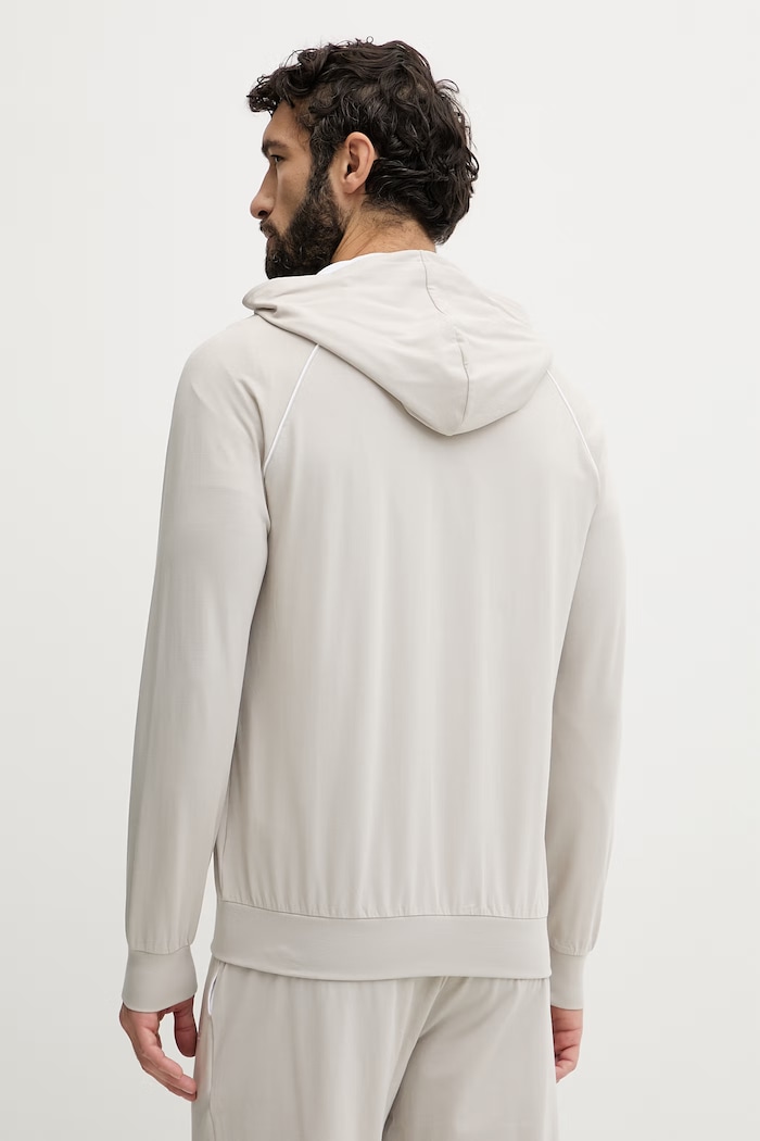 Odjeća BOSS dukserica na zakopčavanje sa kapuljačom za muškarce od pamuka s elastanom Mix&Match Jacket H 50515313 bež