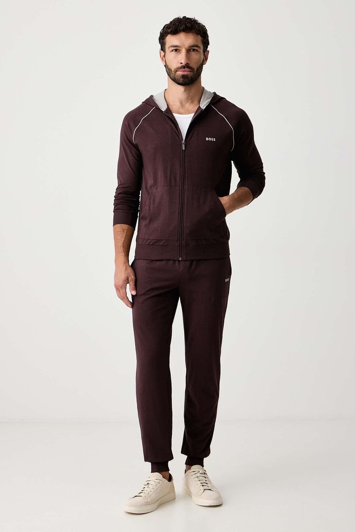 BOSS Суичър с цип и качулка мъжки от памук с еластан Mix&Match Jacket H 50515313 кафяв SS26