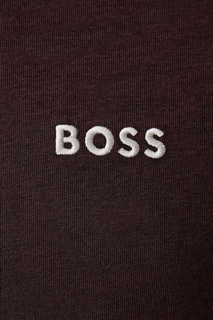 Суичър с цип и качулка мъжки от памук с еластан Mix&Match Jacket H BOSS кафяв 50515313