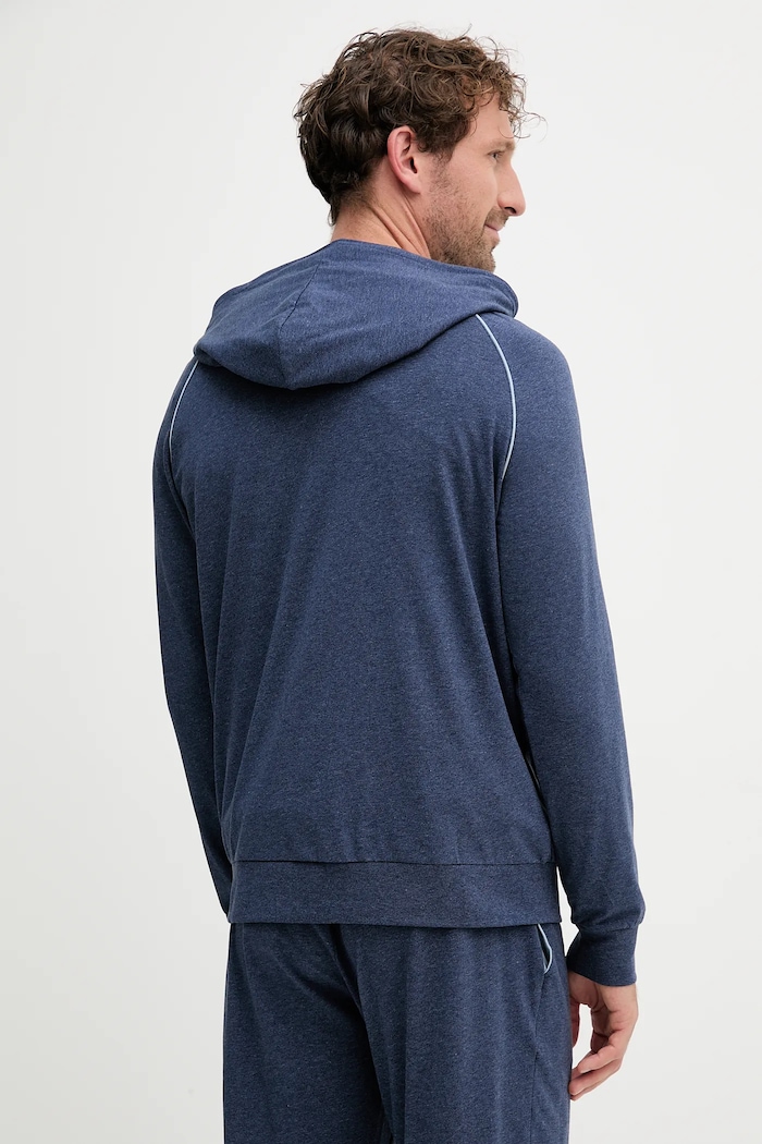 Дрехи BOSS суичър с цип и качулка мъжки от памук с еластан Mix&Match Jacket H 50515313 син