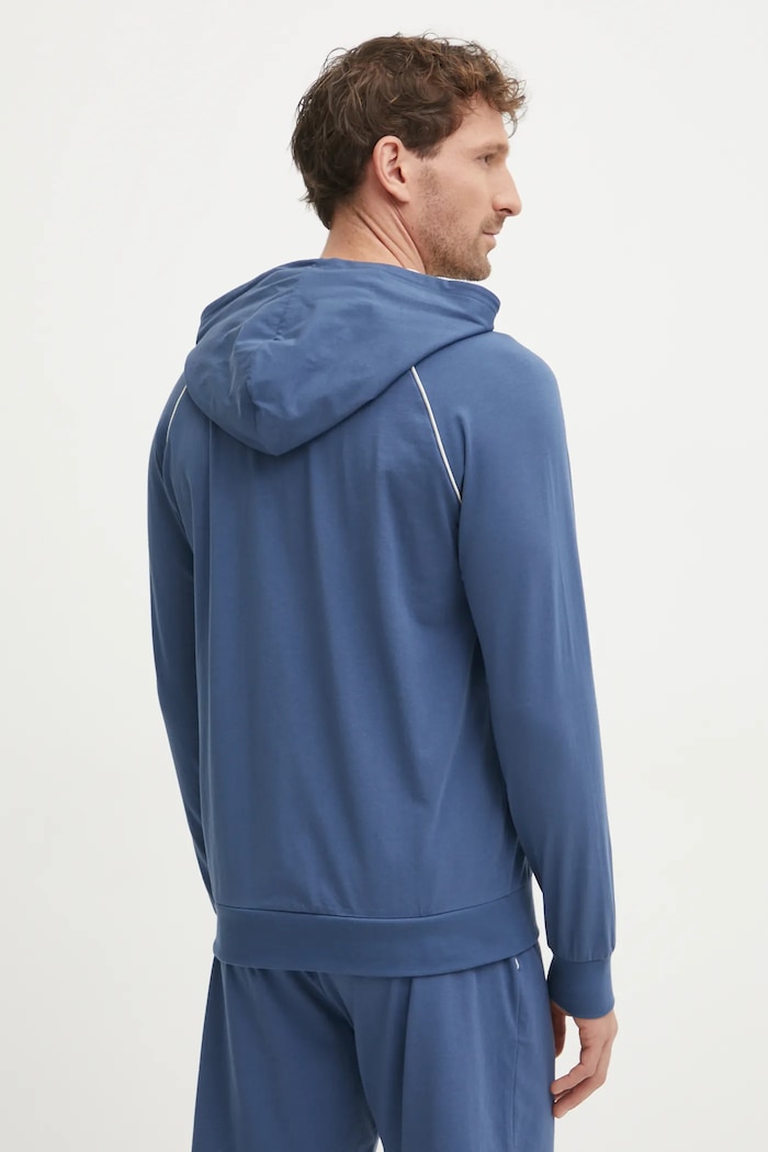Îmbrăcăminte BOSS hanorac cu fermoar și glugă pentru bărbați din bumbac cu elastan Mix&Match Jacket H 50515313 albastru