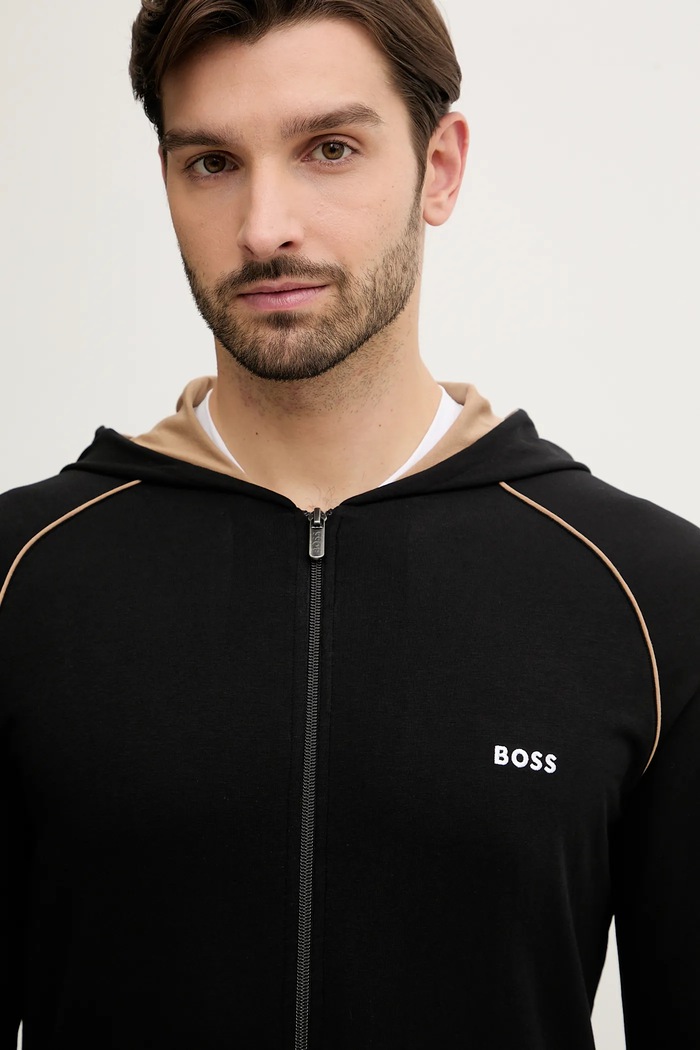 BOSS bluza rozpinana z kapturem męska bawełniana z elastanem Mix&Match Jacket H czarny 50515313